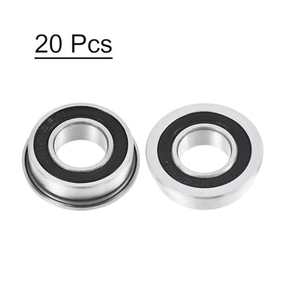 uxcell F688-2RS Flanged Ball Bearing 8x16x5mm Double Sealed Chrome Steel Flange Bearings, 20pcs - size: 8x16x5mm