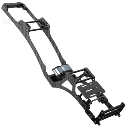 RC Carbon Fiber Frame Chassis w/Gearboxes Upgrades Part for 1/10 SCX10 SCX10 II 90046 90047 RC Crawler Car,Titanium - color: Titanium - Parts