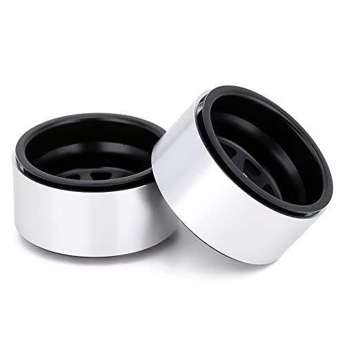 INJORA 1.9 Beadlock Wheel Rim Hub 4pcs Metal Rims for 1/10 RC Crawler Car TRX4 Axial SCX10 90046 SCX10 Pro(Black) - color: Black