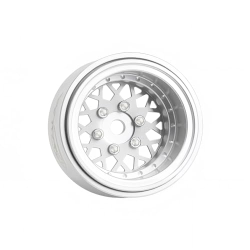 4PCS Deep Dish Grade 5 Titanium Wheel Face 1.0 Inch Beadlock Wheels Hubs for 1/24 Axial SCX24 TRX4M FCX24 Redcat Ascent-18 HPI Venture18 1/18 RC Crawler Car Upgrade Parts - color: Silver