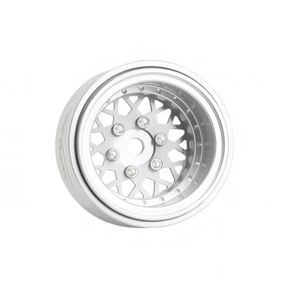 4PCS Deep Dish Grade 5 Titanium Wheel Face 1.0 Inch Beadlock Wheels Hubs for 1/24 Axial SCX24 TRX4M FCX24 Redcat Ascent-18 HPI Venture18 1/18 RC Crawler Car Upgrade Parts - color: Silver