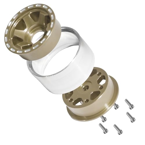 1.0 Beadlock Wheel Rim Set Aluminum Alloy RC Upgrade Part For Traxxas 1/18 TRX4M 1/24 Axial SCX24 FMS FCX24 Gladiator Bronco C10 JLU Deadbolt B17 RC Crawlers Upgrade Off-road(4Pcs/set) - color: Brown