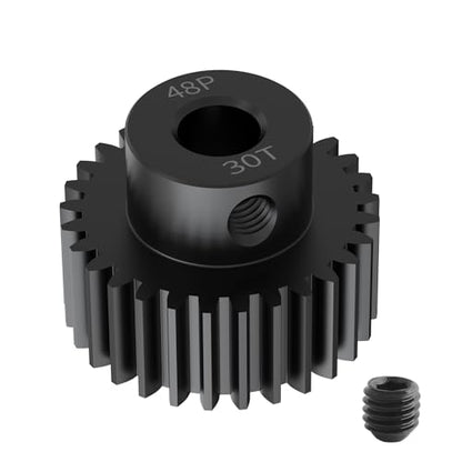 Pinion Motor Gear, 48P 30T, 1/8 in (3.175mm) Shaft Hole | 48 Pitch 30 Teeth, 1045 Hardened Carbon Steel, 1/8 Inch Shaft Hole, RC Motor Pinion Upgrade, for 1/10 RC Brushless Crawler - size: 48P 30T