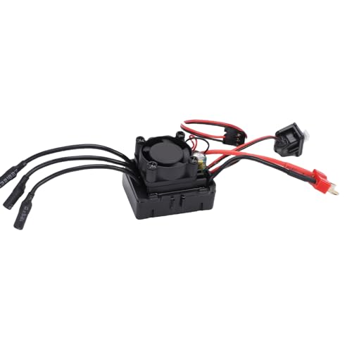 Brushless ESC, Rainproof 35A Continuous Current Sensorless Motor ESC, Electronic Speed Controller with Cooling Fan for 1/16 1/14 Scale RC Cars