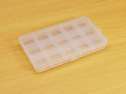 8 Pack 15 Grids Plastic Bead Organizer Box 6.8 * 3.86 * 0.87 inches Clear Storage Container Jewelry Case with Fixed Dividers for Rings, Earrings, Nail Art, DIY Crafts, Fishing Tackles - size: 8pcs 15 Grids Box