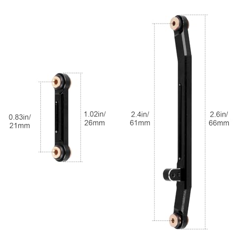 Hobbypark Aluminum Steering Rod Tie Links High-Tightening Linkage for Axial SCX24 Gladiator Bronco C10 JLU Deadbolt B17 1/24 RC Crawler (Black) - color: Black