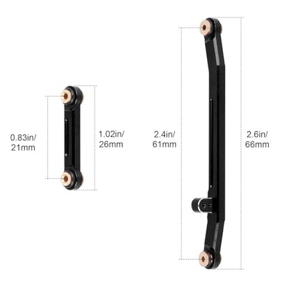 Hobbypark Aluminum Steering Rod Tie Links High-Tightening Linkage for Axial SCX24 Gladiator Bronco C10 JLU Deadbolt B17 1/24 RC Crawler (Black) - color: Black