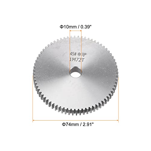 HARFINGTON Straight Spur Gear 10mm Bore 72T Mod-1 Hardened 45# Steel Spur Diff Differential Motor Gear RC Car Replacement Parts - style: 72T