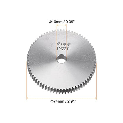 HARFINGTON Straight Spur Gear 10mm Bore 72T Mod-1 Hardened 45# Steel Spur Diff Differential Motor Gear RC Car Replacement Parts - style: 72T