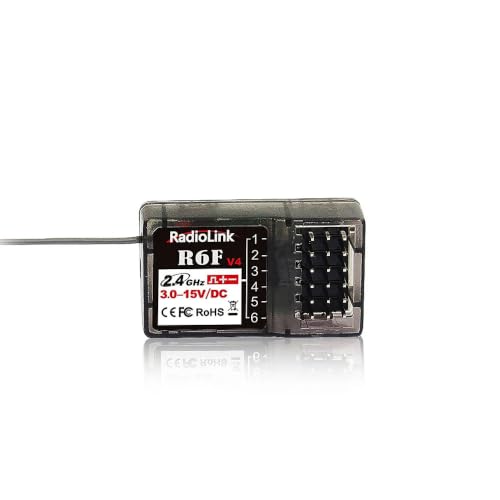 2.4GHz RC Receiver 4-12CH SBUS PPM PWM, DSSS FHSS Anti-Interference RSSI Telemetry Gyro Waterproof, Fits AT10II T8FB RC6GS for FPV Drone RC Car (R6F) - style: R6F