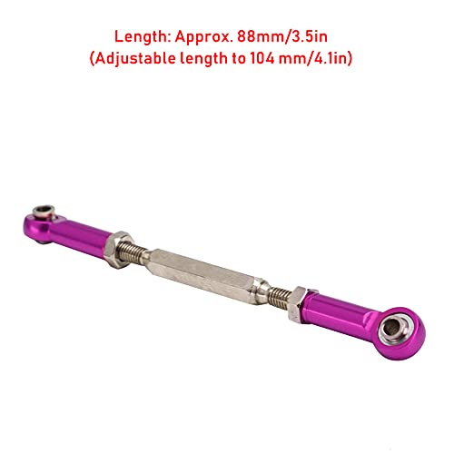 6Pcs 88mm Aluminum Alloy Adjustable Push Rods, Turnbuckle Rod Linkage for RC Car Upgrade Parts, Purple - color: Purple