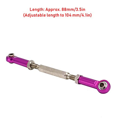 6Pcs 88mm Aluminum Alloy Adjustable Push Rods, Turnbuckle Rod Linkage for RC Car Upgrade Parts, Purple - color: Purple