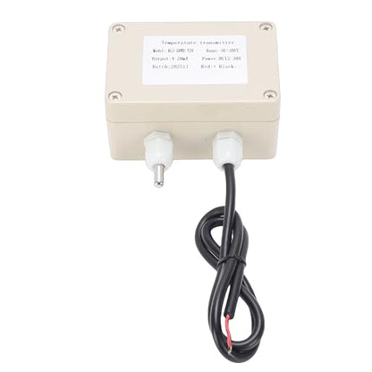 Temperature Sensor Wall Mount Temperature Transmitter Thermal Probe 4-20mA -50 to 200 IP65 ABS Anti Interference with Cable for Industrial Agricultural Greenho