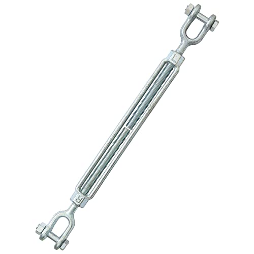 1/2" Jaw Jaw Turnbuckle Galvanized Jaw and Jaw Turnbuckle, Jaw Jaw Closed Body Marine Turnbuckle Jaw, 3500lbs Working Load Limit, Durable for Wire Rope Cable (1/2" x 9") - style: Jaw & Jaw-1/2 x 9