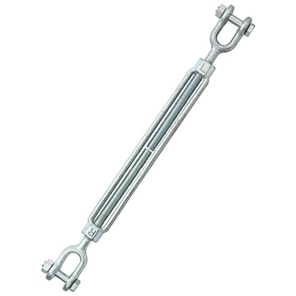 1/2" Jaw Jaw Turnbuckle Galvanized Jaw and Jaw Turnbuckle, Jaw Jaw Closed Body Marine Turnbuckle Jaw, 3500lbs Working Load Limit, Durable for Wire Rope Cable (1/2" x 9") - style: Jaw & Jaw-1/2 x 9