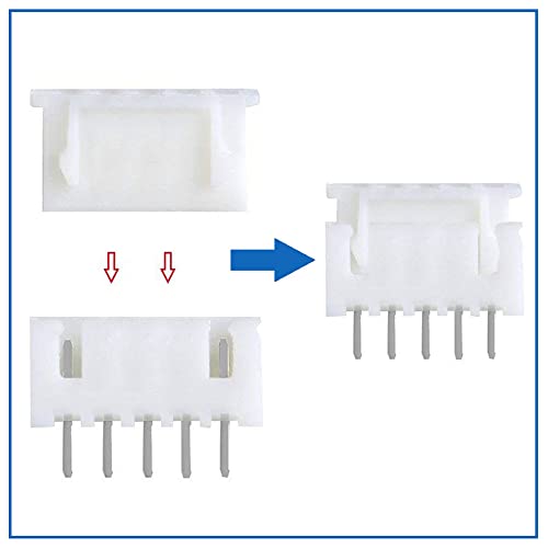 20 Pairs 5 Pin for JST-XH Connector Kit, XH 2.54mm 5pin Header Male and Female Connectors Plug Adapter with Flat Wire Cable 150mm 24AWG Compatible with for JST XH - size: 5pin Kit