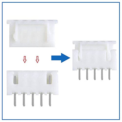 20 Pairs 5 Pin for JST-XH Connector Kit, XH 2.54mm 5pin Header Male and Female Connectors Plug Adapter with Flat Wire Cable 150mm 24AWG Compatible with for JST XH - size: 5pin Kit