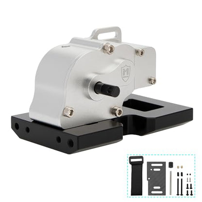 MEUS RACING V2 LCG Transmission Overdrive Gearbox for Axial SCX10 1/10 RC Crawler Upgrades (Silver) - color: Silver
