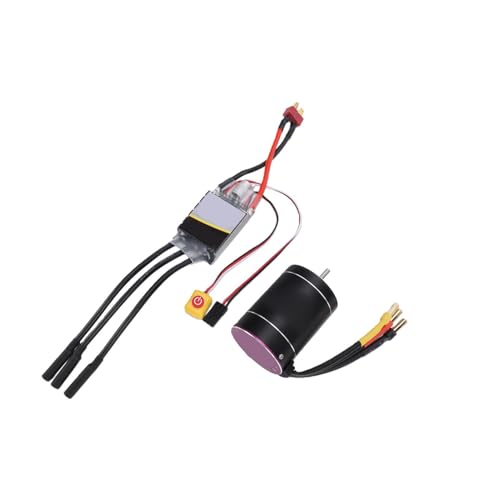 Drfeify Brushless Motor and ESC, 2600KV RC Car Motor with 75A ESC, CNC Aluminum Heatsink for 1/10 1/8 Scale RC Trucks Boats