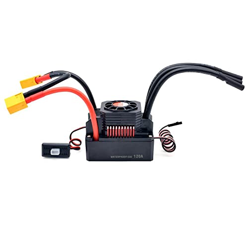 Hobby Waterproof 120A 2-3S Lipo Speed Controller Brushless ESC for 1/10 1/12 RC Car