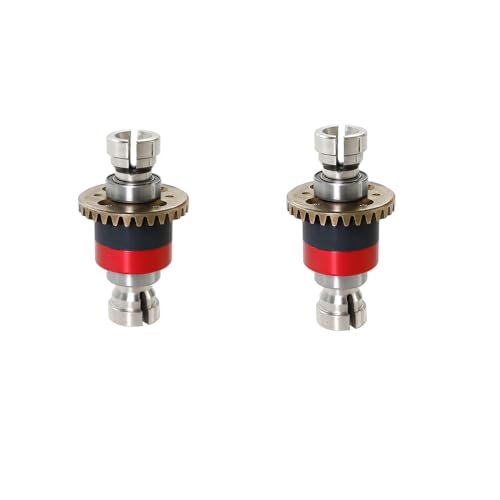 Differential Parts for ARRMA 1/18 Granite Grom/Typhon Grom/ 1/14 Mini Mojave Grom RC Front/Rear Universal Metal Differential Spare Parts(2* Red) - color: 2*silver&red
