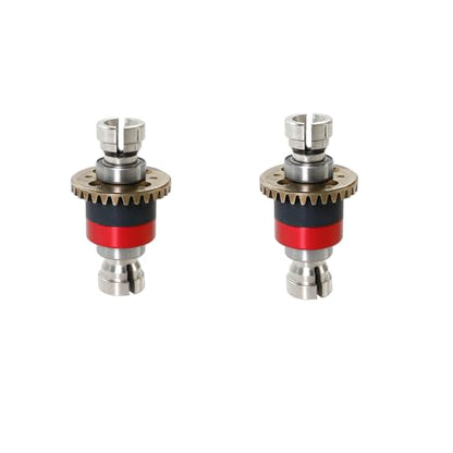 Differential Parts for ARRMA 1/18 Granite Grom/Typhon Grom/ 1/14 Mini Mojave Grom RC Front/Rear Universal Metal Differential Spare Parts(2* Red) - color: 2*silver&red