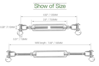 6PCS M5 Jaw Jaw Turnbuckle Stainless Steel Jaw and Jaw Turnbuckle, Jaw Jaw Closed Body Marine Turnbuckle, Durable for Wire Rope Cable (M5, Jaw & Jaw) - style: Jaw & Jaw-M-5