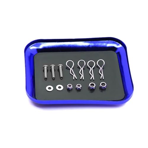 RC Car Repair Kit Rc Car Aluminum Alloy Magnet Screw Tray Repair Tool Anti-Loss Storage Plate Upgrade Parts Modify Accessories - color: Blue