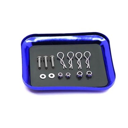 RC Car Repair Kit Rc Car Aluminum Alloy Magnet Screw Tray Repair Tool Anti-Loss Storage Plate Upgrade Parts Modify Accessories - color: Blue