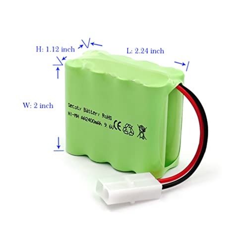 9.6V 2400mAh RC Battery, KET-2P Plug NiMH Rechargeable AA Battery Pack with Charge Cable for RC Car, RC Battle Tank, RC Boat