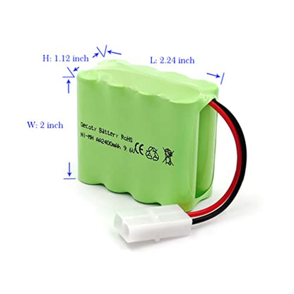 9.6V 2400mAh RC Battery, KET-2P Plug NiMH Rechargeable AA Battery Pack with Charge Cable for RC Car, RC Battle Tank, RC Boat