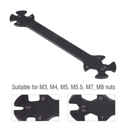 RC Car Multi Function Tool,10.2cm/4.02in Length Remote Control Model Toy Tool Metal Turnbuckle Nut Wrench for M3 M4 M5 M5.5 M7 M8 Nuts