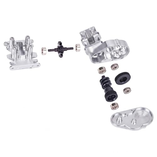 Ultralight Aluminum Transmission Skid Plate Kit,Gearbox with Metal Gears Set for 1/30 Axial SCX30 Upgrade Parts (Silver) - color: Silver