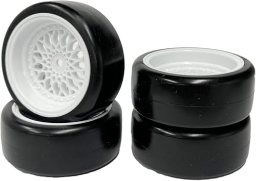 1/10 Drift Wheels Tires Set,AMZSTAR 4PCS 63mm RC Hard Tyre with Plastic Wheel Rims 12mm Hex for 1/10 RC On Road Racing Touring Drifting Car for Tamiya TT01 HSP HPI Kyosho (White,Offset:3mm) - color: White,offset:3mm