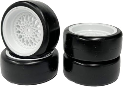 1/10 Drift Wheels Tires Set,AMZSTAR 4PCS 63mm RC Hard Tyre with Plastic Wheel Rims 12mm Hex for 1/10 RC On Road Racing Touring Drifting Car for Tamiya TT01 HSP HPI Kyosho (White,Offset:3mm) - color: White,offset:3mm