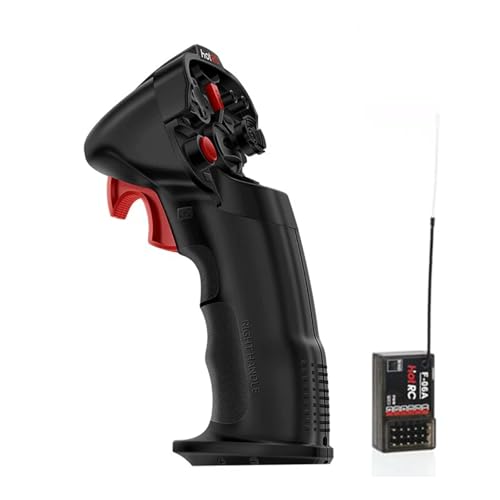 HOTRC DS-4A One-Hand RC Controller System with E-6A 6CH Receiver, 2.4GHz FHSS Transmitter with Cruise Control, Up to 400m Range for RC Crawler, Trail Truck, Drift Car, Boat and Robot