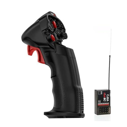 HOTRC DS-4A One-Hand RC Controller System with E-6A 6CH Receiver, 2.4GHz FHSS Transmitter with Cruise Control, Up to 400m Range for RC Crawler, Trail Truck, Drift Car, Boat and Robot