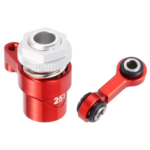 Servo Saver Arm 25T Steering Drag Link for Tra-xxas 1/16 Mini Maxx | 2S 1/10 4WD Ford GT 4-TEC 2.0 3.0 RC Car Upgrade Red 7075 Aluminum - color: Red