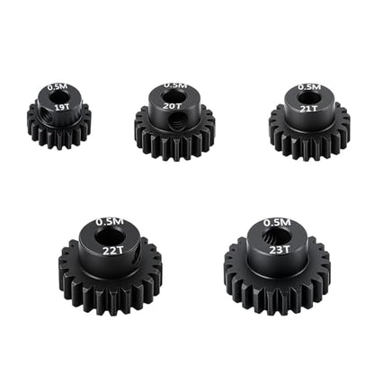 Hardened Steel 0.5 Mod 19T 20T 21T 22T 23T Pinion Gear 3.175mm Bore with 2.3mm Adapter Shaft for Arrma 1/14 Typhon 1/16 Mojave 1/18 Granite Grom Losi 1/12 Motor Gear