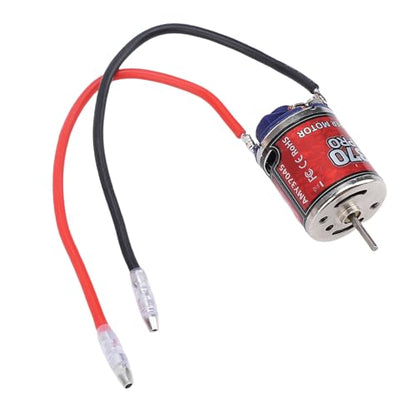 RC Brushed Motor, 370 Brushed Motor Stainless Steel Casing High Speed 45T 2.3mm D Shaft Low Noise for RC Car Boat