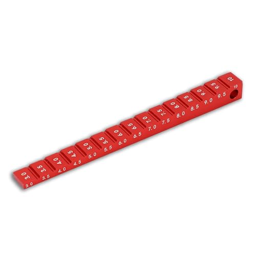 Ride Height Gauge, Aluminum Alloy Chassis Ride Height Gauge 3‑10mm 0.1-0.4in Ride Height Gauge Ruler for 1/10 RC Drift Car (Red) - color: Red