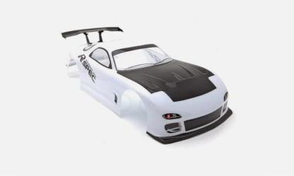1/10 Scale RC Painted Drift Racing Touring OnRoad Car Body Shell, No Cut, 1:10 Scale, RX7 White (with Tail Wings) - style: With Tail Wings