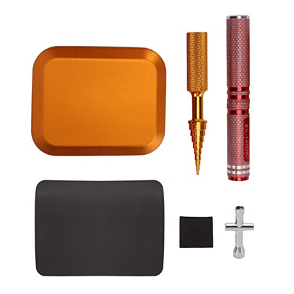 RC Repair Tools Kit, Punch Cross Wrench Body Reamer Set for Remote Control Model Upgrade Maintenance, Aluminum Alloy Stainless Steel RC Car Part with Magnetic Screw Tray, Universal (Gold) - color: Gold