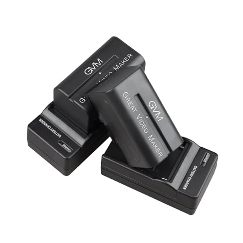 GVM 2 Packs NP-F750 Replacement Batteries 7.2V 4400mAh with Dual Travel Chargers, Compatible with NP-F550/570/750/770/960/970/DCR/DSR/HDR/FDR/HVR/HVL Camera Camcorder LED Video Light Slider Monitor