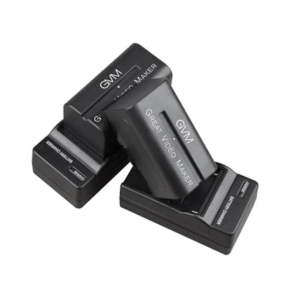 GVM 2 Packs NP-F750 Replacement Batteries 7.2V 4400mAh with Dual Travel Chargers, Compatible with NP-F550/570/750/770/960/970/DCR/DSR/HDR/FDR/HVR/HVL Camera Camcorder LED Video Light Slider Monitor