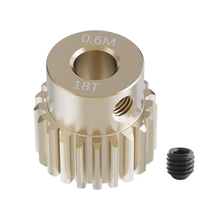 Pinion Motor Gear, M0.6 18T, 1/8 in (3.175mm) Shaft Hole | M0.6 Pitch 18 Teeth, 7075 Aluminum Alloy, 1/8 Inch Shaft Hole, RC Motor Pinion Upgrade, for 1/10 RC Brushless Crawler - size: M0.6 18T