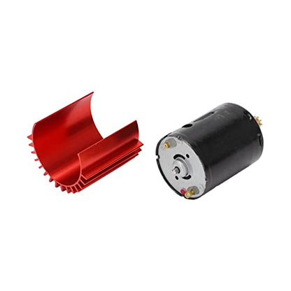 2 Speed 370 Brushed Motor, RC Brush Motor Metal Gear, Heat Dissipation High Speed High Efficiency RC Brush Motor Metal Gear with Heat Sink for WPL RC Car (Red)