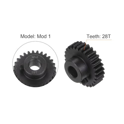 uxcell Mod 1 28T Pinion Gear 8mm Bore Hardened Steel Motor Rack Spur Gear for RC Car Truck Gear Drive