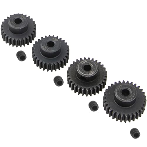 Steel 48 Pitch Pinion Gear Set 3.175mm Shaft 27T 28T 29T 30T Motor Gears Compatible with Tamiya Kyosho RedCat Losi Axial Traxxas 1/10 RC Car