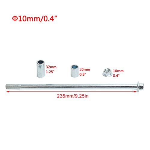 Mokuo 10mm 235mm Front Rear Axle with Bushing 6mm 20mm 32mm Fit for Motorcycle Pit Dirt Bike Moped Scooter QUAD ATV Mini Bike Parts - size: 10-235